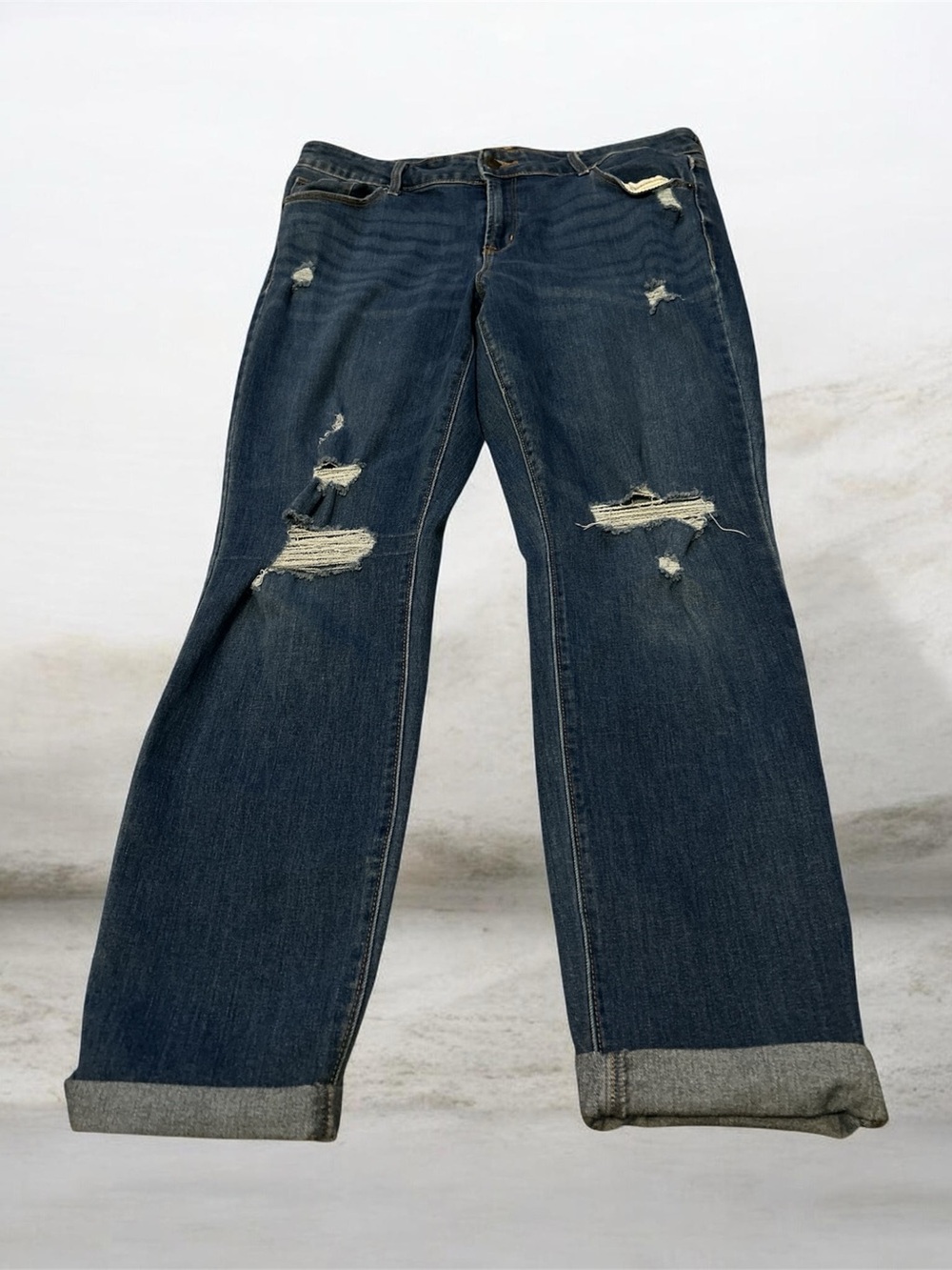 Old Navy Dark Blue Distressed Boyfriend Jeans
